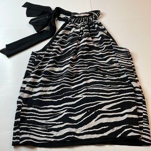 Trina Turk Black and White 100% Silk Tank